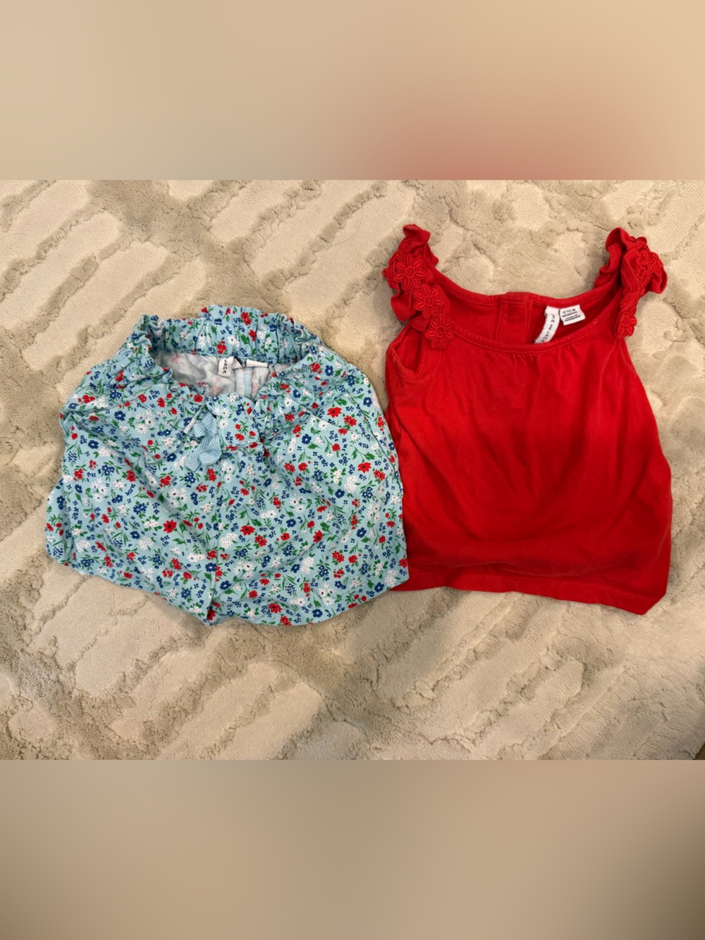 Janie and Jack Red Tank Top with Blue Floral Skort
